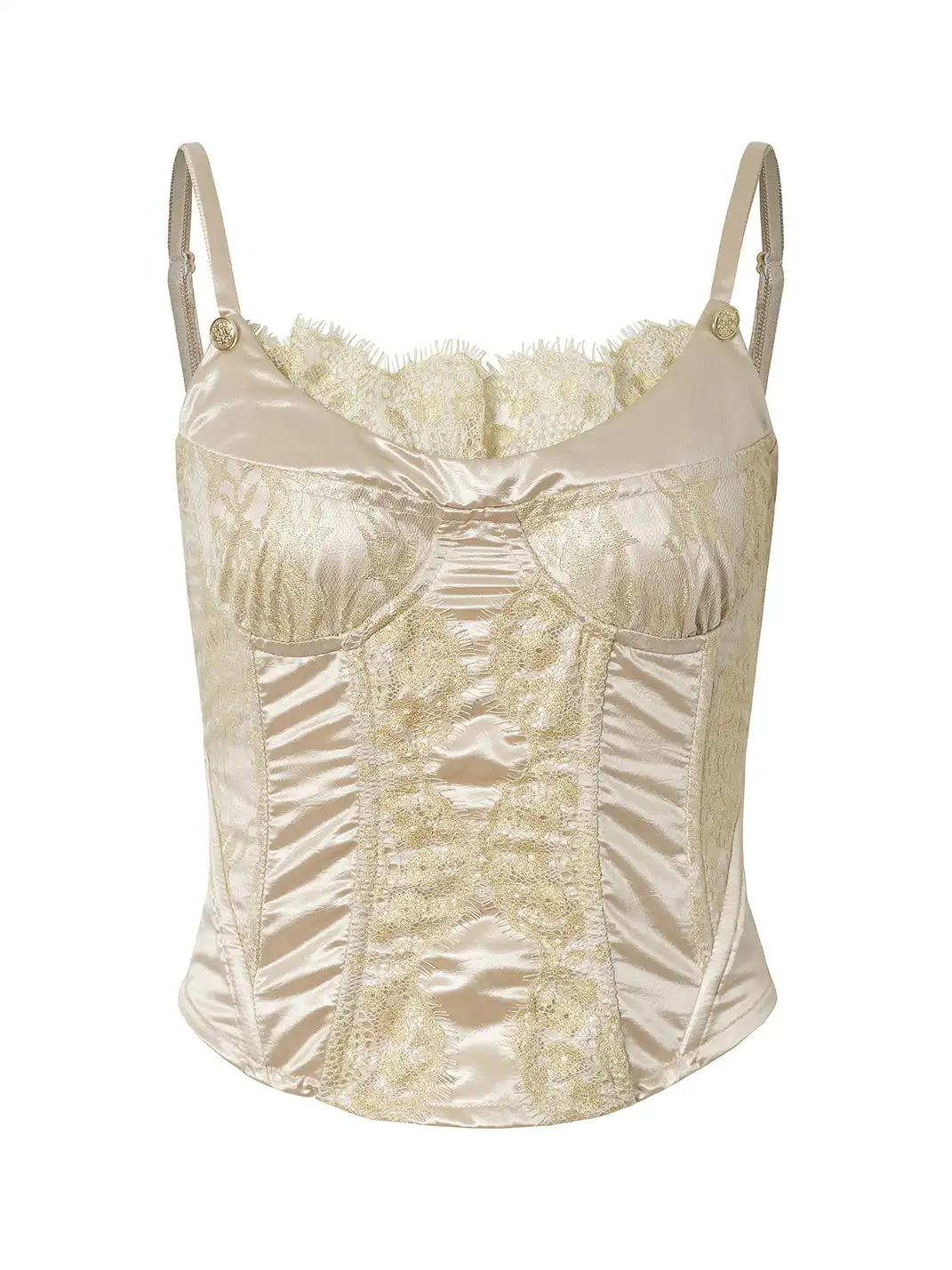 NO ROMANCE | Lace Satin Trim Fake Two-Piece Camisole Vest