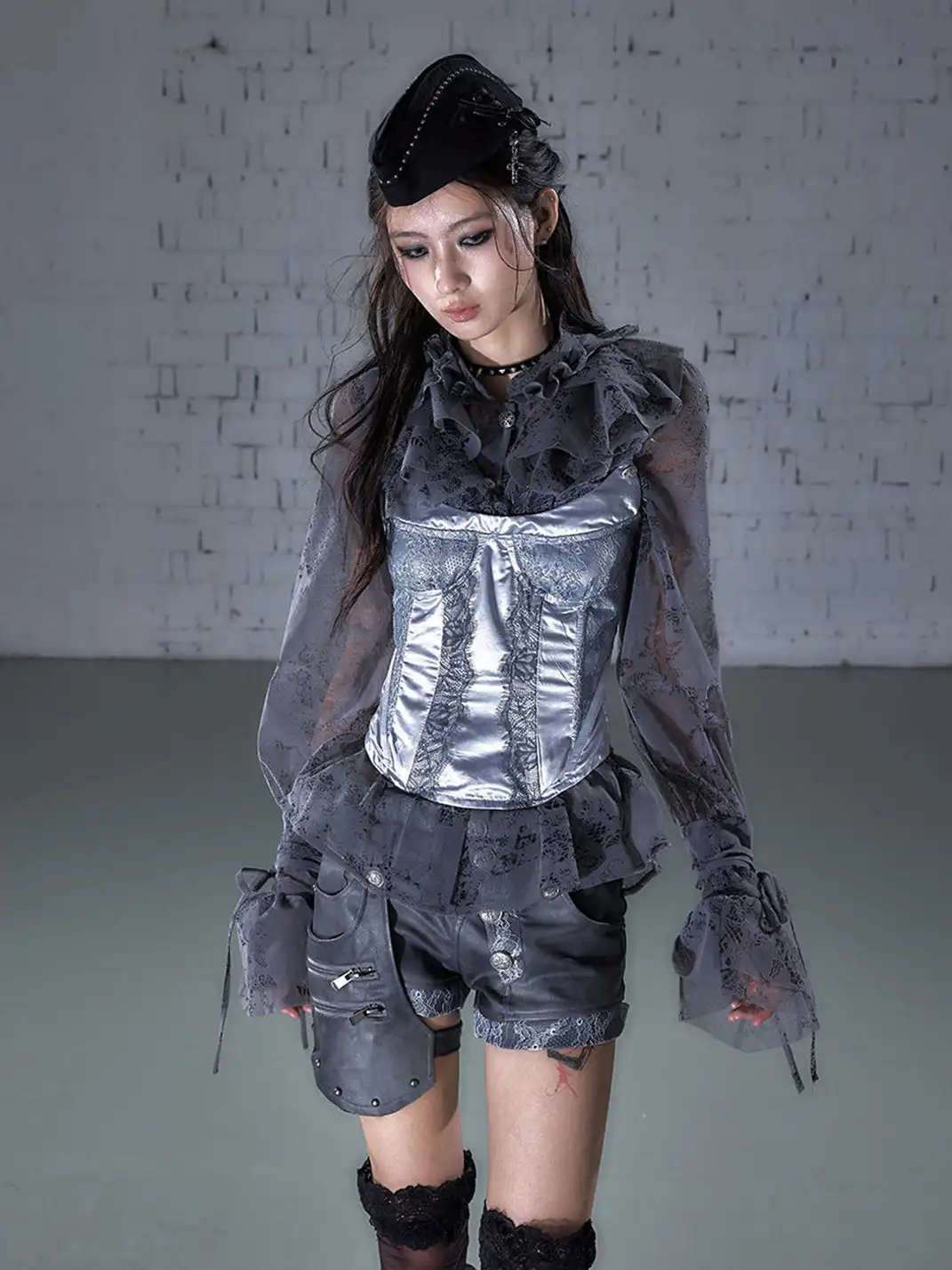 NO ROMANCE | Lace Satin Trim Fake Two-Piece Camisole Vest