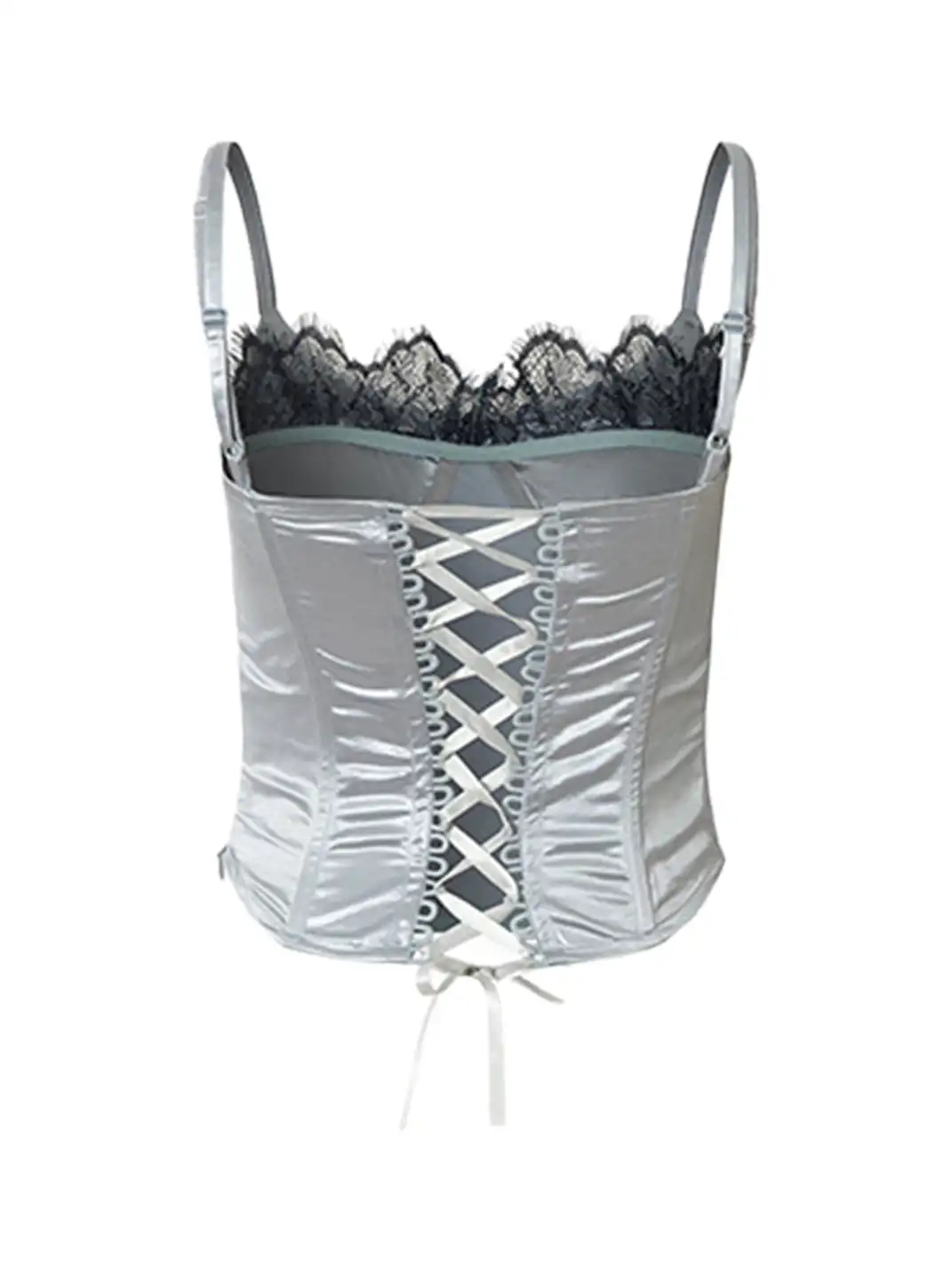 NO ROMANCE | Lace Satin Trim Fake Two-Piece Camisole Vest