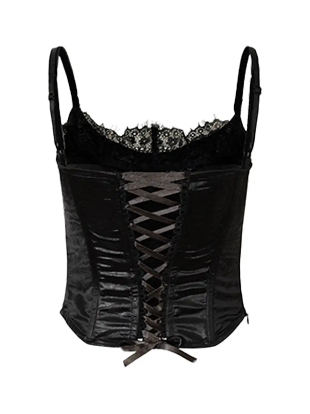 NO ROMANCE | Lace Satin Trim Fake Two-Piece Camisole Vest