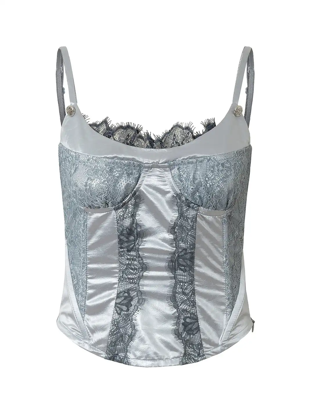 NO ROMANCE | Lace Satin Trim Fake Two-Piece Camisole Vest