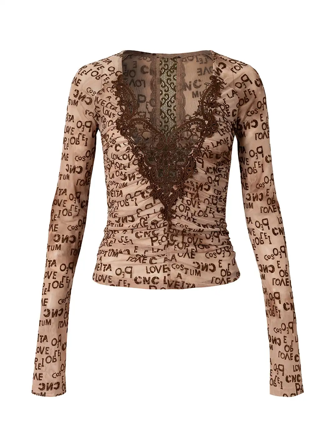 NO ROMANCE | Crochet Flocked Lace Long Sleeve Base Layer