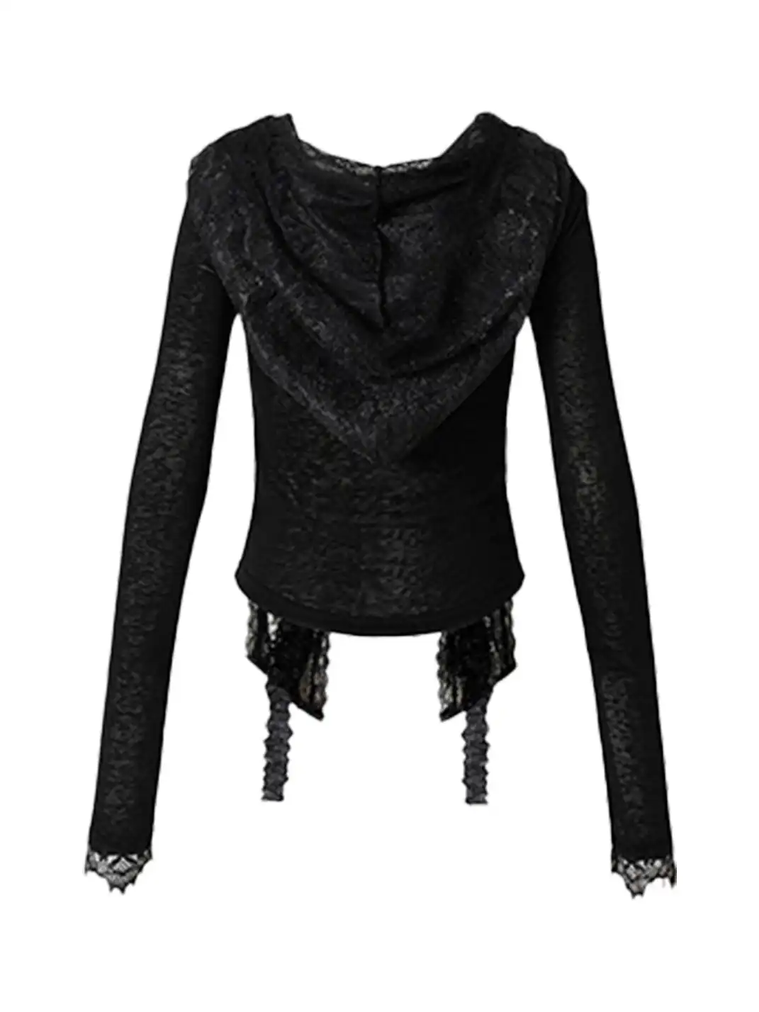 NO ROMANCE | Lace Off-Shoulder Hooded Long Sleeve T-Shirt