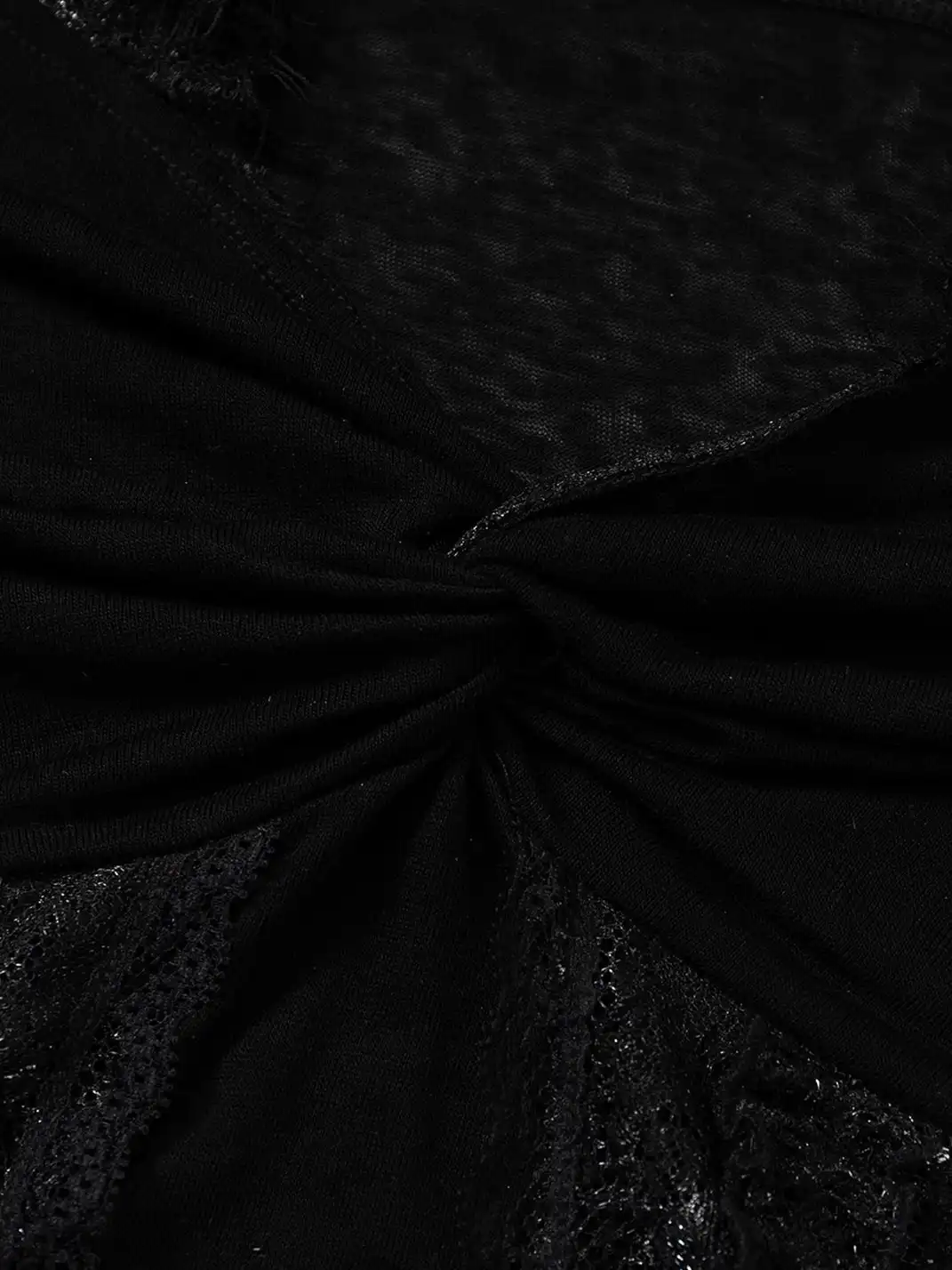 NO ROMANCE | Lace Off-Shoulder Hooded Long Sleeve T-Shirt