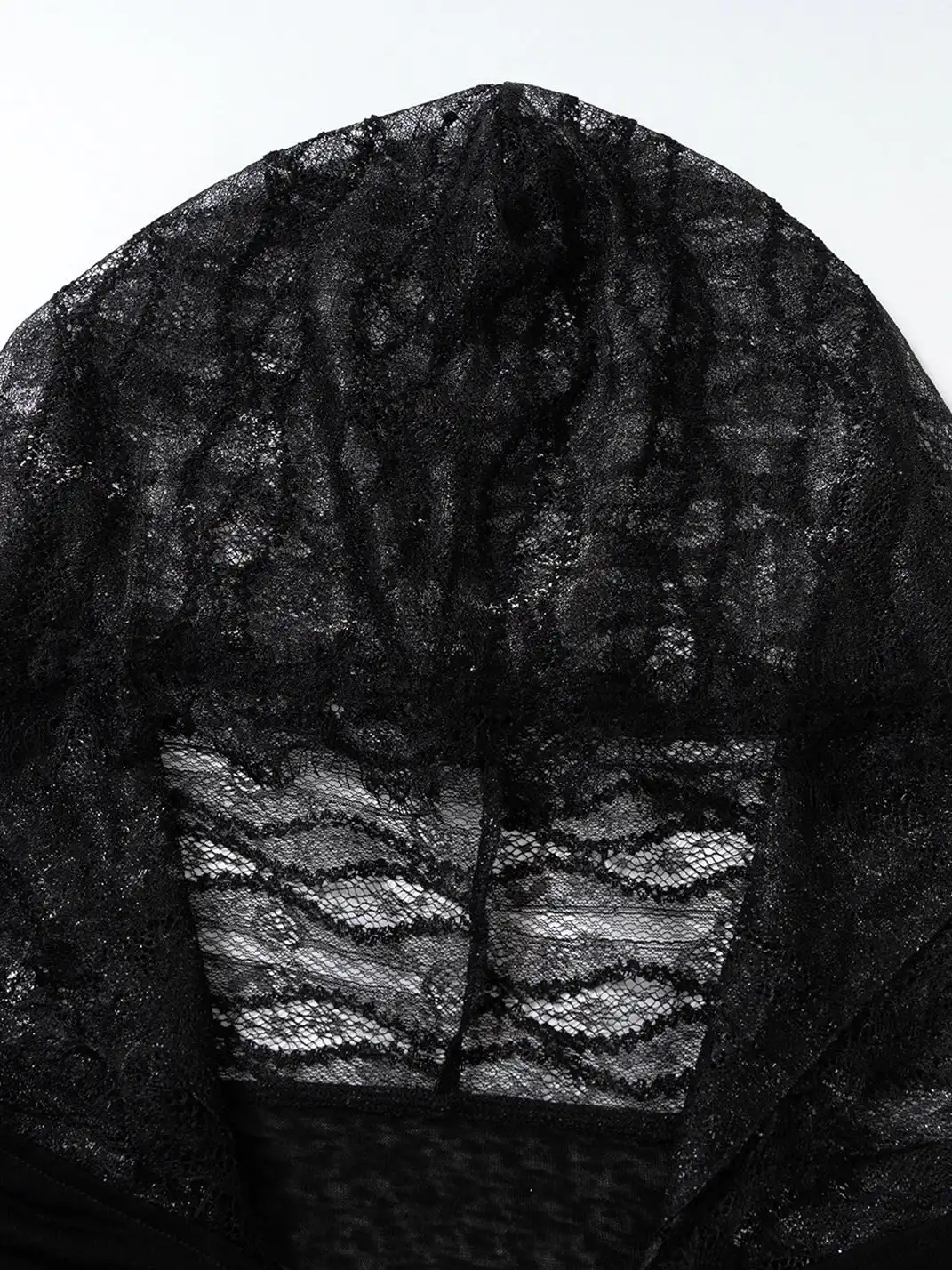 NO ROMANCE | Lace Off-Shoulder Hooded Long Sleeve T-Shirt