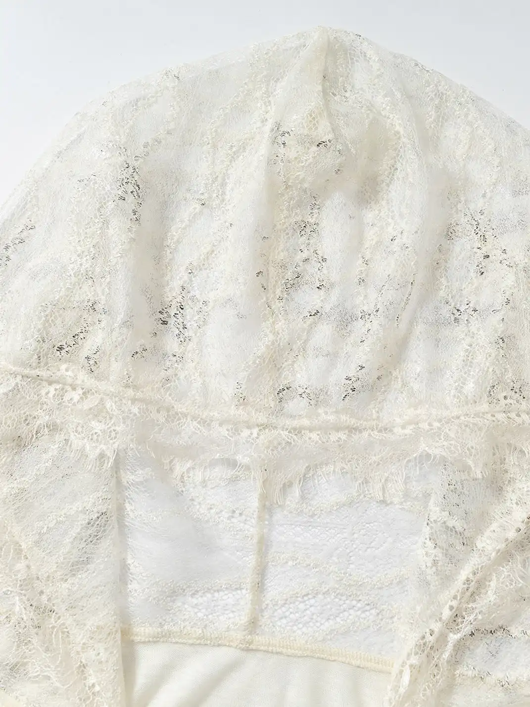 NO ROMANCE | Lace Off-Shoulder Hooded Long Sleeve T-Shirt