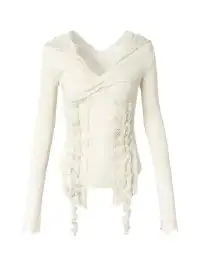 NO ROMANCE | Lace Off-Shoulder Hooded Long Sleeve T-Shirt
