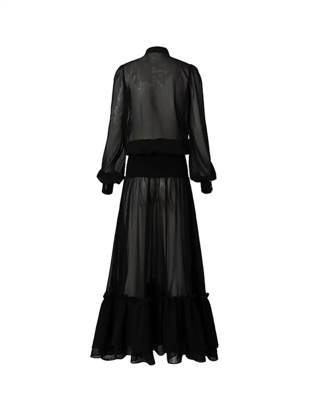 NO ROMANCE | Ruched Deep V-neck Chiffon Long Sleeve Dress