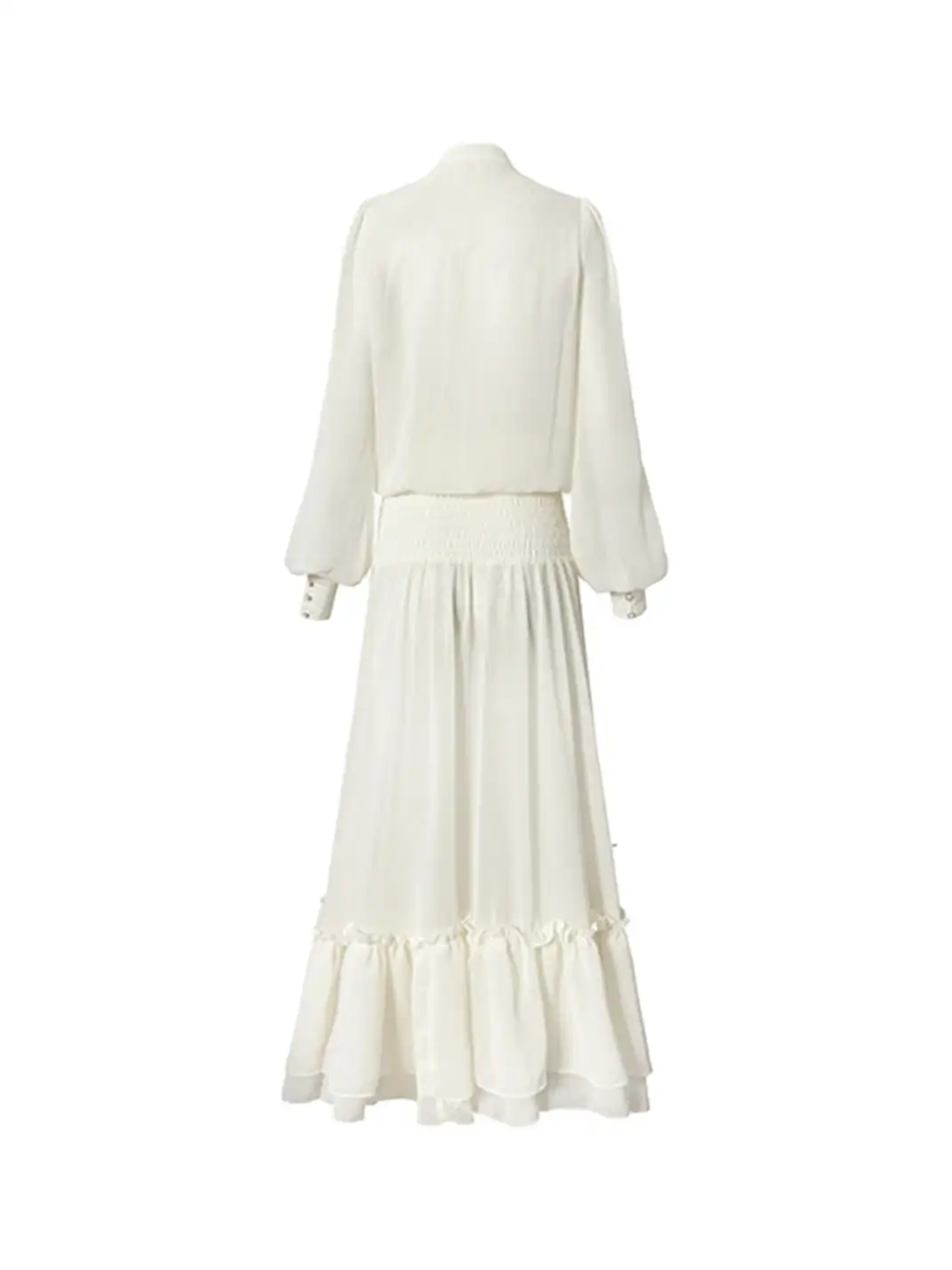 NO ROMANCE | Ruched Deep V-neck Chiffon Long Sleeve Dress