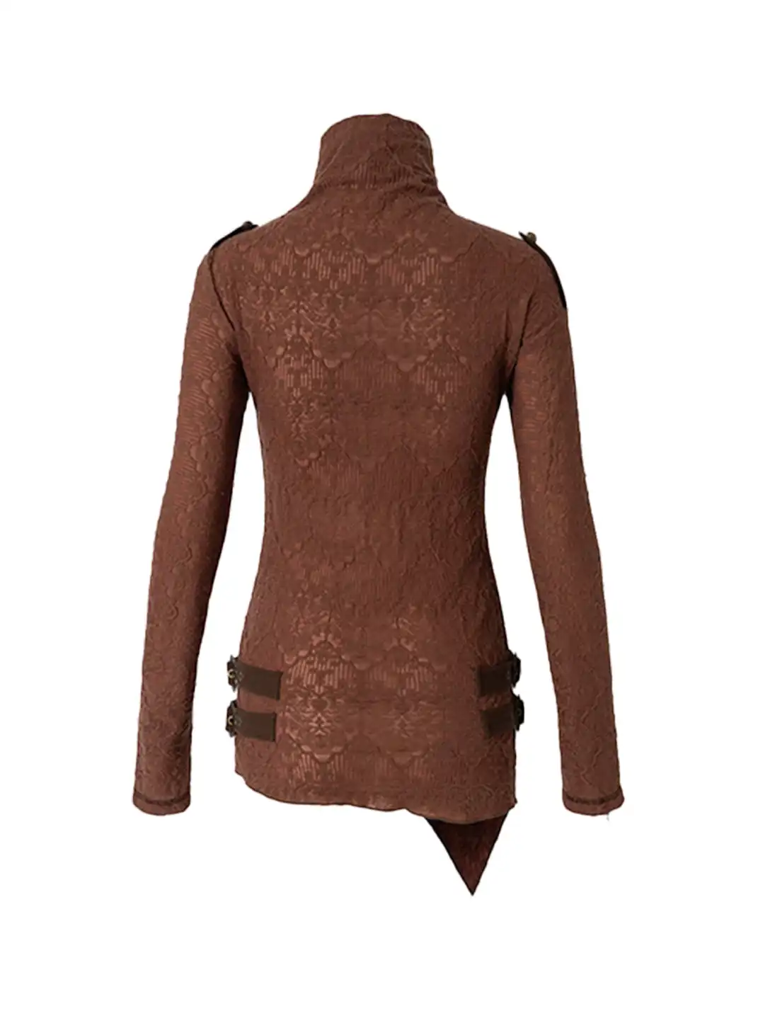 NO ROMANCE | Standing Collar Asymmetric Jacquard Knit Long Sleeve Top