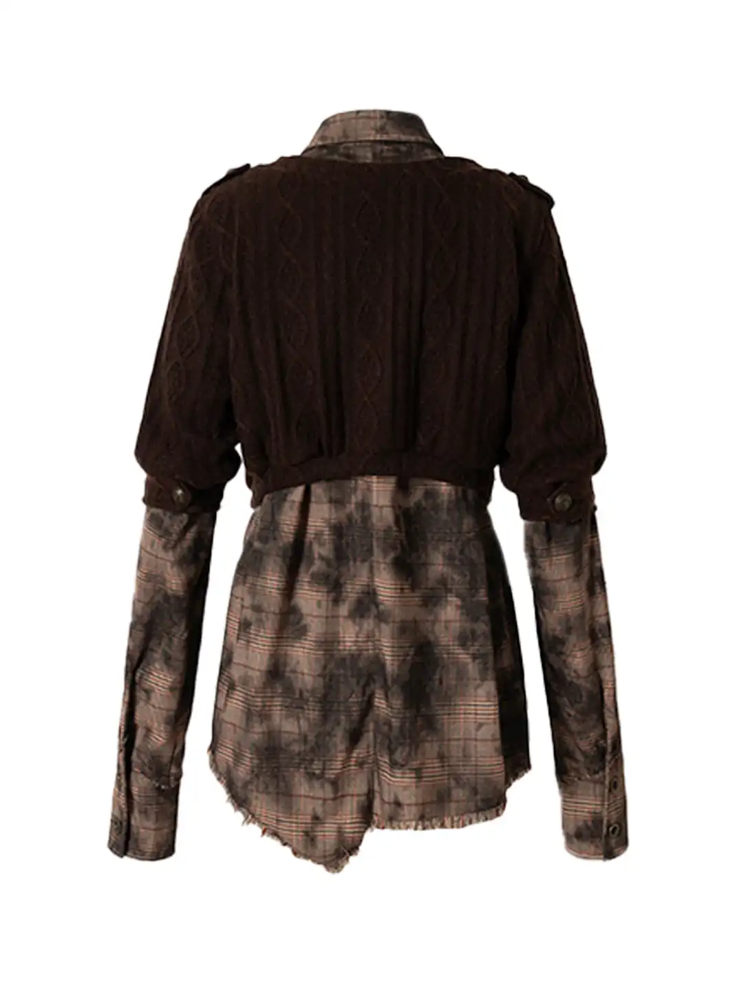 NO ROMANCE | Fake Two-Piece Plaid Knitted Irregular Shirt
