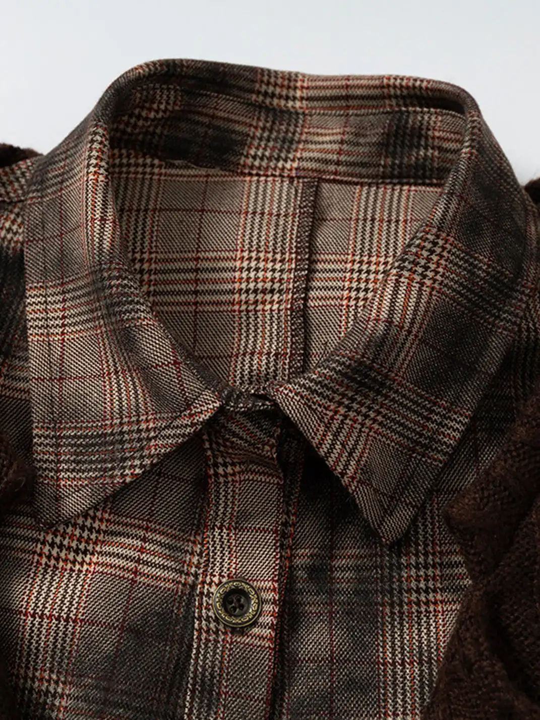 NO ROMANCE | Fake Two-Piece Plaid Knitted Irregular Shirt