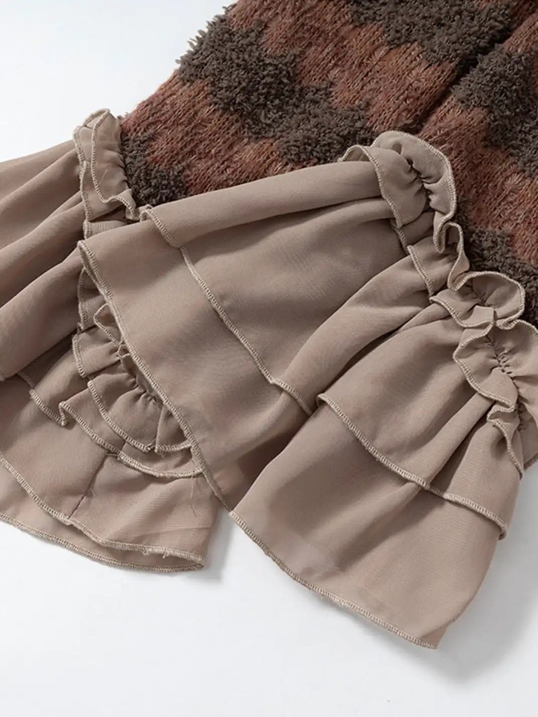 NO ROMANCE | Ruffled Knit Chiffon Flare Sleeve Cardigan Top