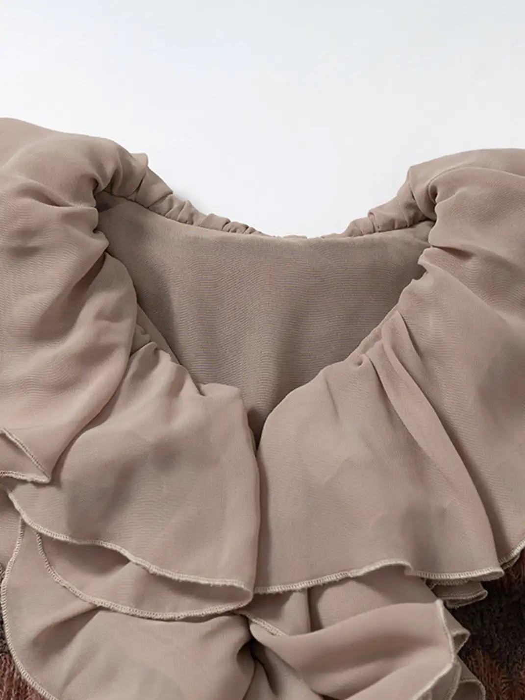 NO ROMANCE | Ruffled Knit Chiffon Flare Sleeve Cardigan Top