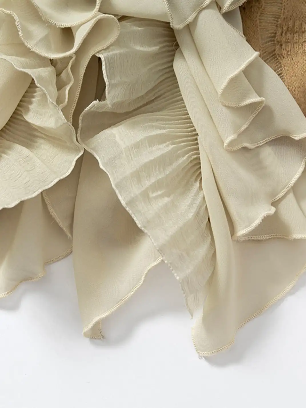 NO ROMANCE | Ruffled Knit Chiffon Flare Sleeve Cardigan Top