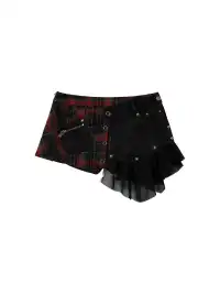 NO ROMANCE | Heavyweight Plaid Spliced Detachable Pleated Skirt