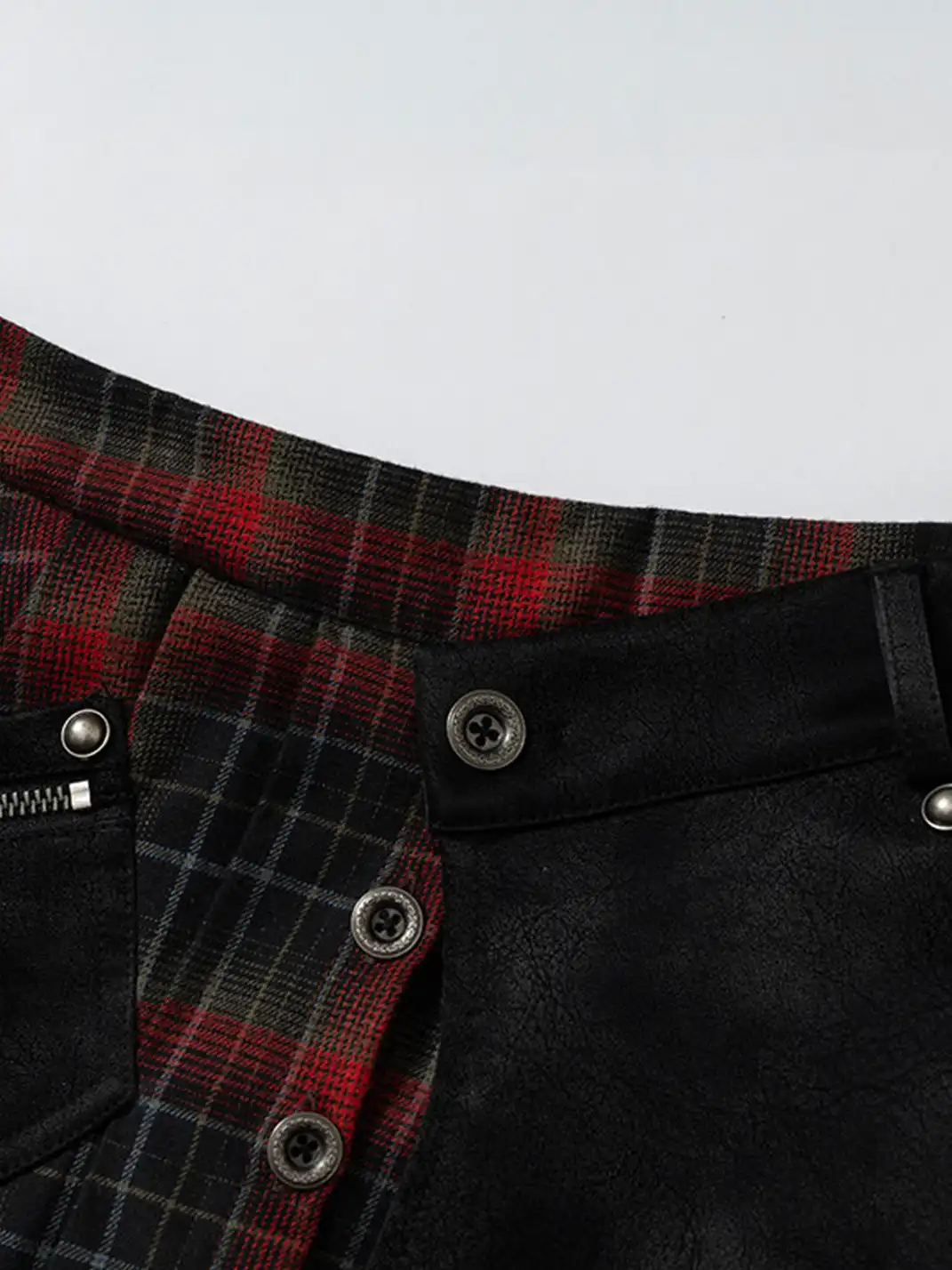 NO ROMANCE | Heavyweight Plaid Spliced Detachable Pleated Skirt