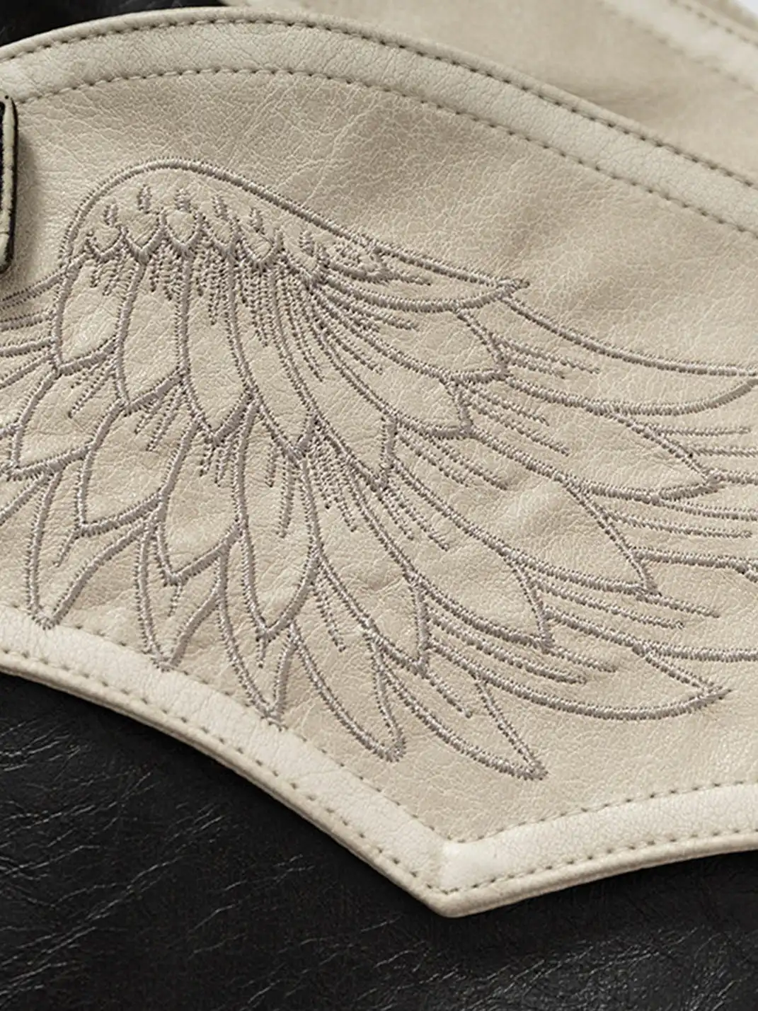 NO ROMANCE | Fake Two-Piece Embroidered Brushed Leather Pants