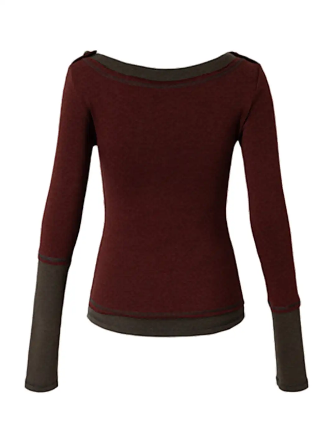 NO ROMANCE | V-Neck Spliced Stretch Base Layer Top