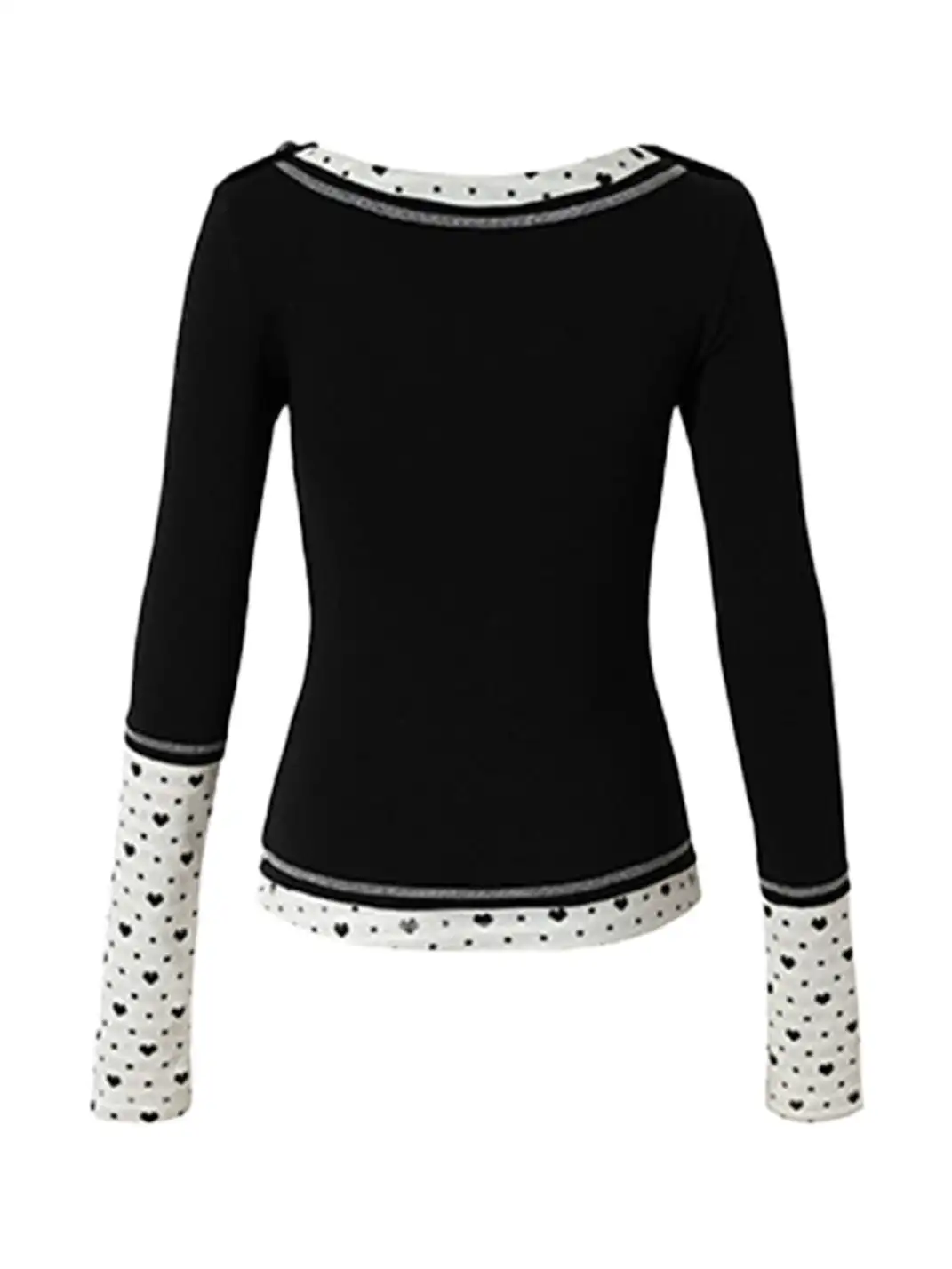 NO ROMANCE | V-Neck Spliced Stretch Base Layer Top