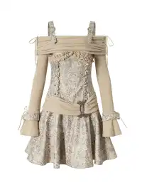 NO ROMANCE | Vintage Punk Spliced Leather Knitted Off-Shoulder Dress
