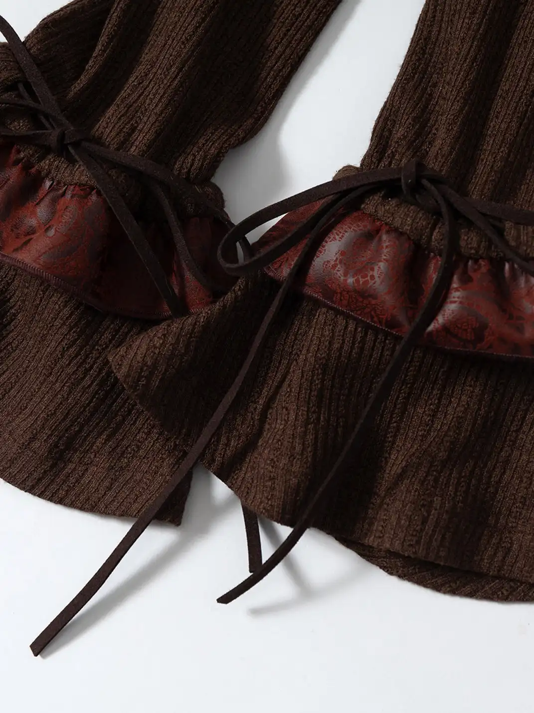 NO ROMANCE | Vintage Punk Spliced Leather Knitted Off-Shoulder Dress