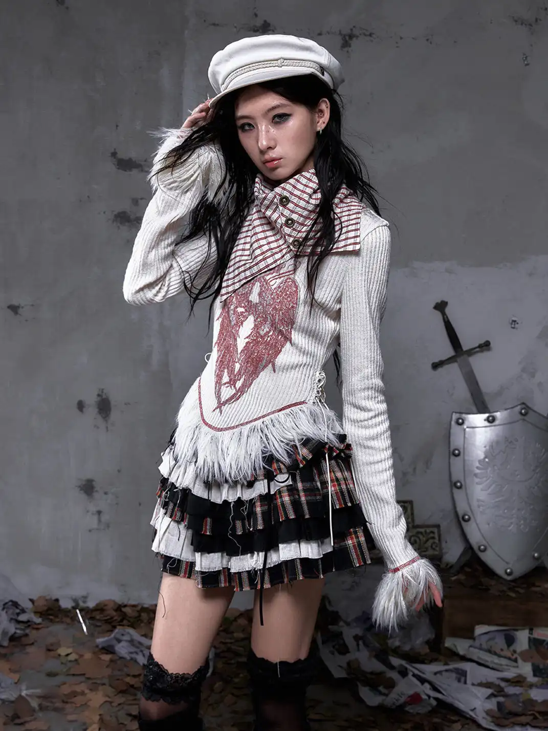 NO ROMANCE | Punk Multi-Layer Plaid Cake Skirt