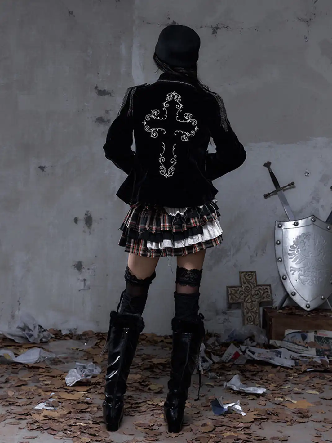 NO ROMANCE | Punk Multi-Layer Plaid Cake Skirt