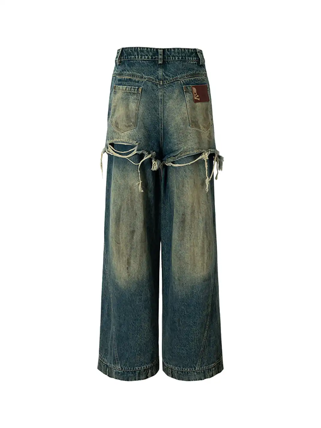 NO ROMANCE | Printed Fake Two-Piece Wide Leg Jeans