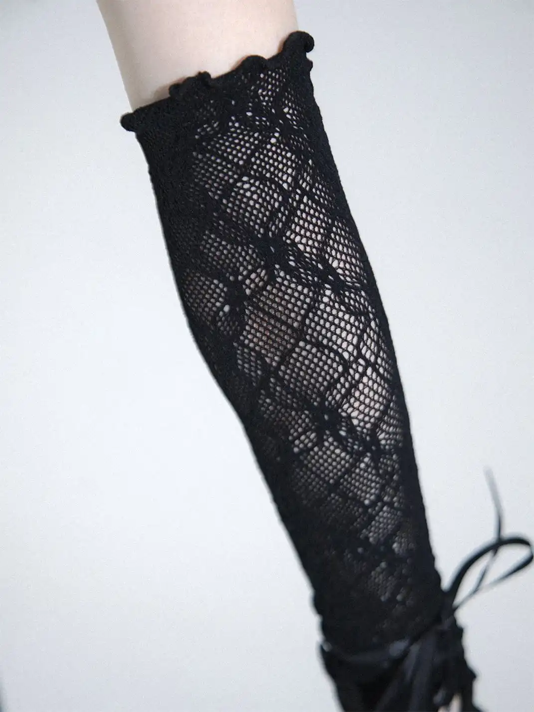 SS2L | Lace Trim Spliced Lace-Up Sun Protection Arm Sleeves