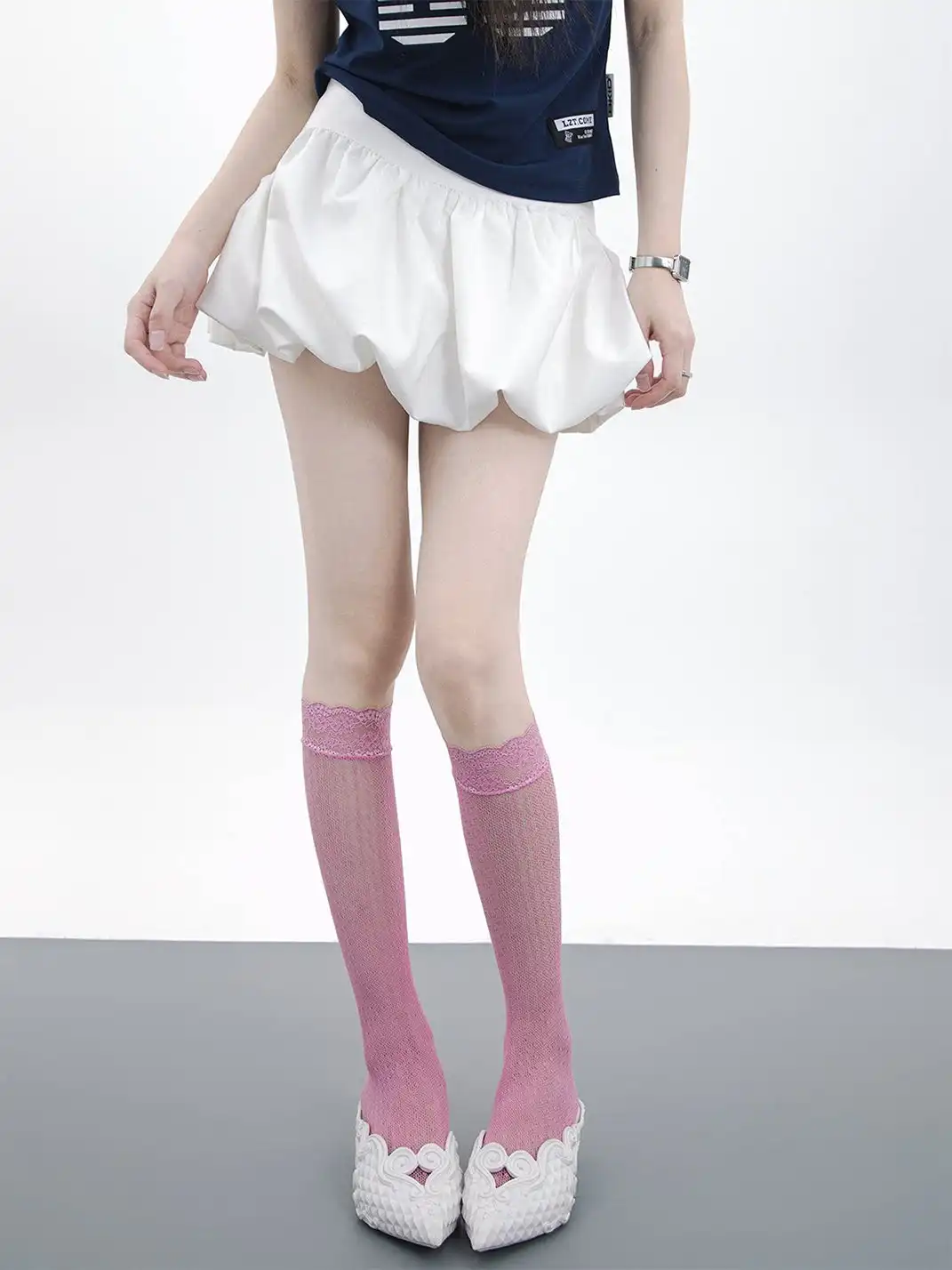 SS2L | Lace Polka Dot Fishnet Hollow Out Calf Socks