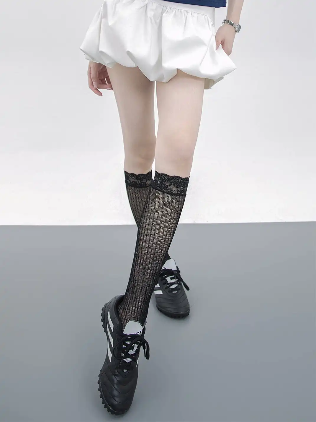 SS2L | Lace Polka Dot Fishnet Hollow Out Calf Socks