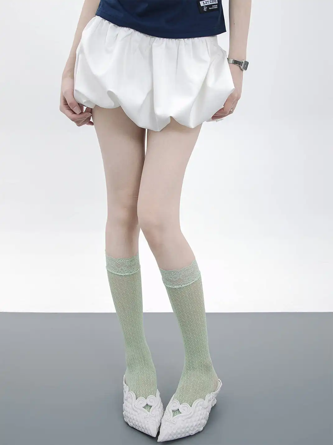 SS2L | Lace Polka Dot Fishnet Hollow Out Calf Socks
