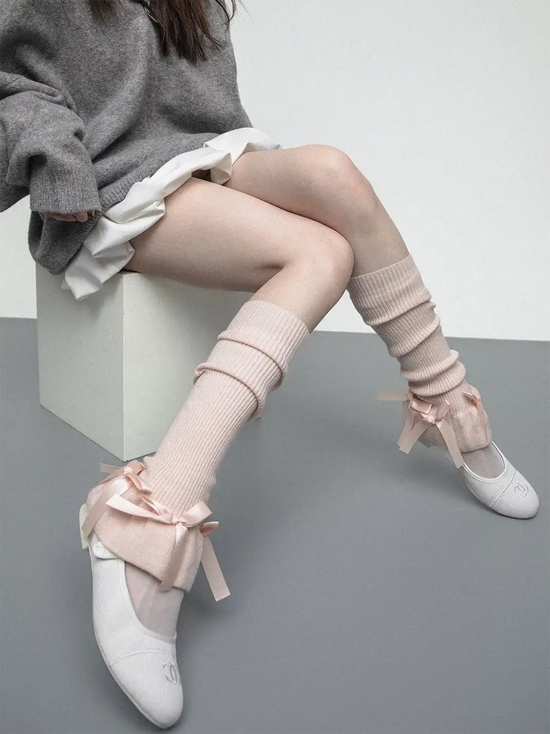 SS2L | Bow Flared Slouch Socks