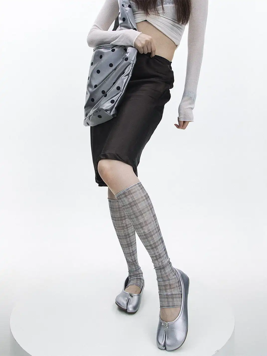 SS2L | Vintage Checkered Mesh Mid-Calf Socks