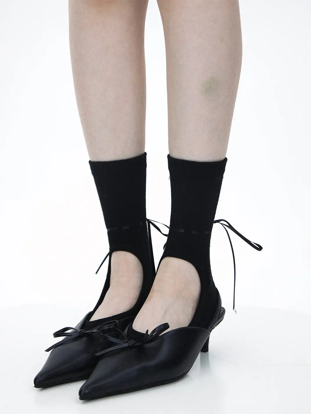 SS2L | Open Instep Bow Mid-Calf Socks