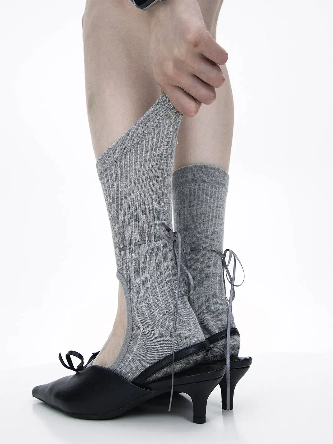 SS2L | Open Instep Bow Mid-Calf Socks