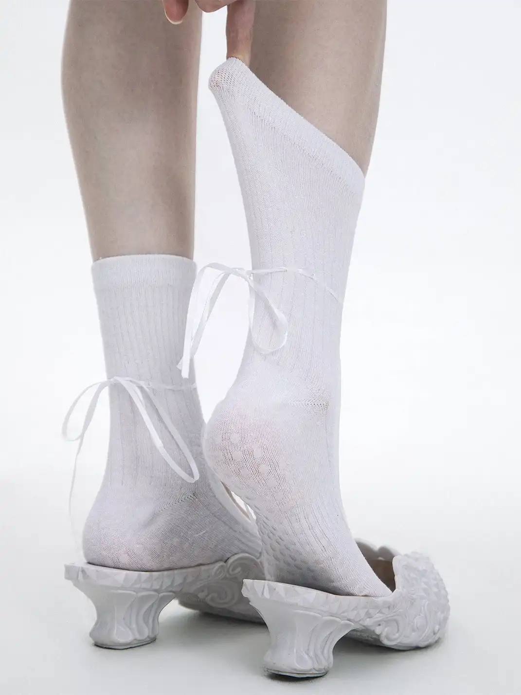 SS2L | Open Instep Bow Mid-Calf Socks