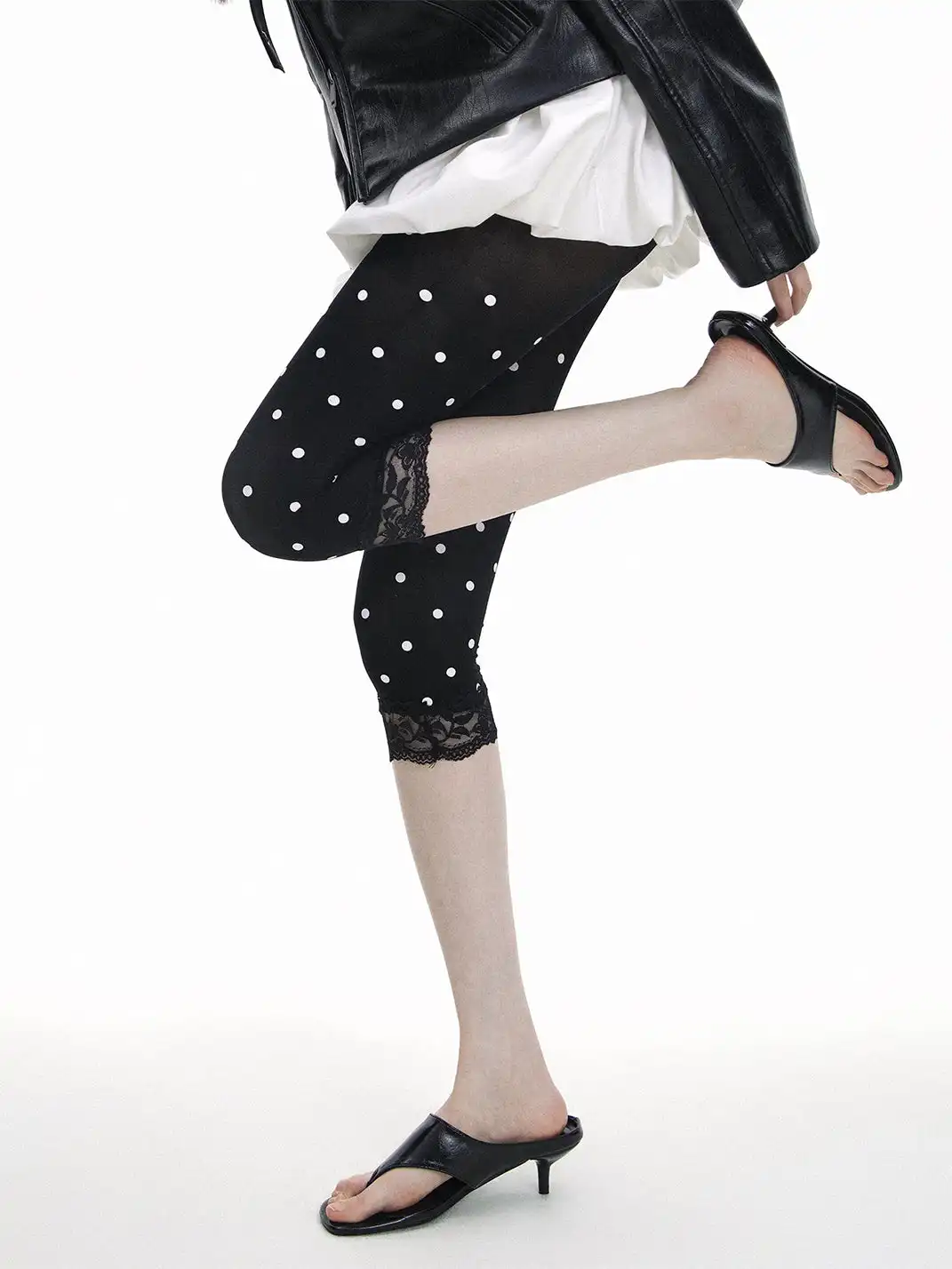 SS2L | Lace Polka Dot Capri Leggings