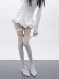 SS2L | Ruffled Stretch Mesh Slouch Socks