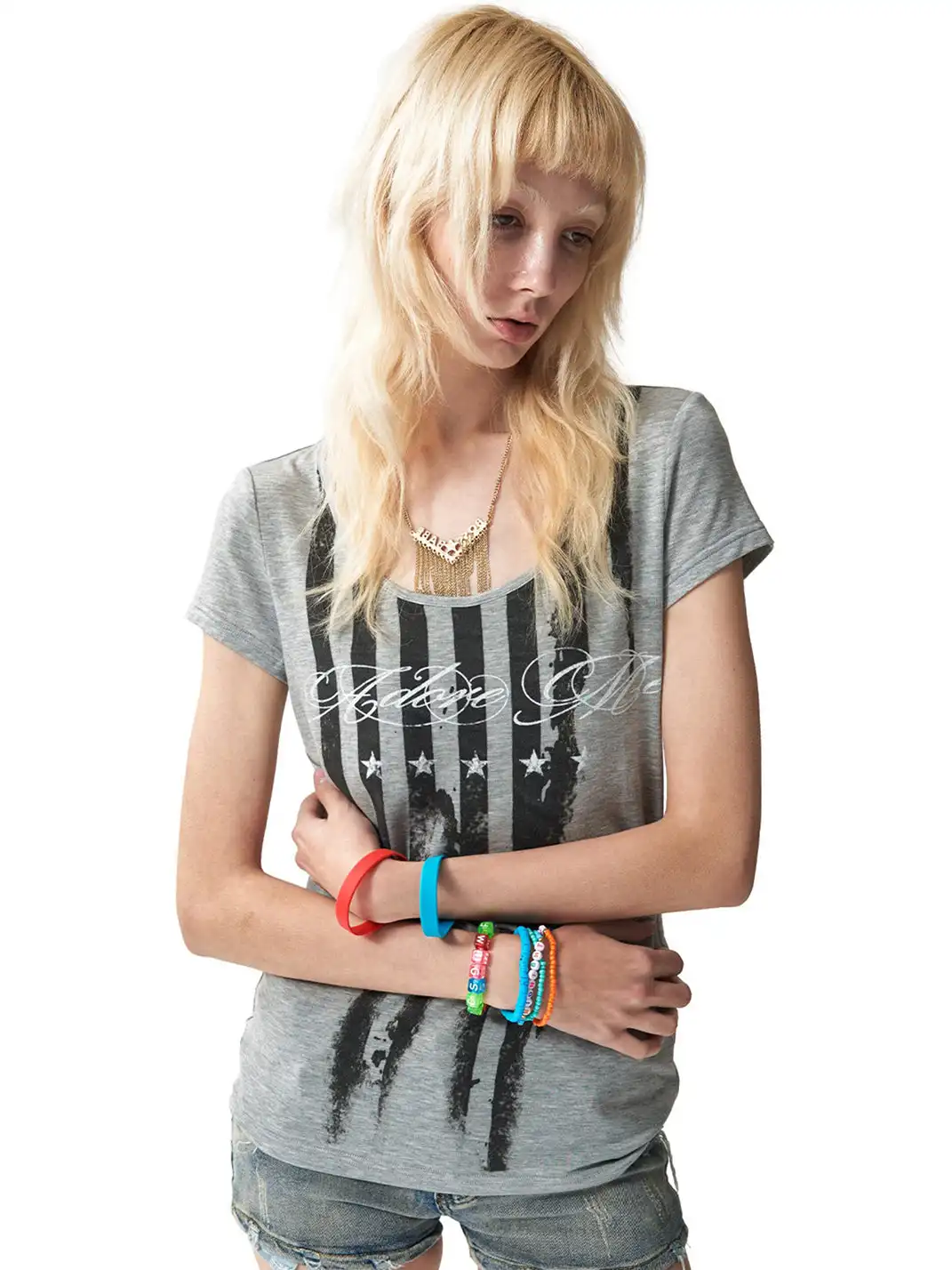 NumbAsia | Star-Spangled Banner Damaged Short Sleeve T-Shirt