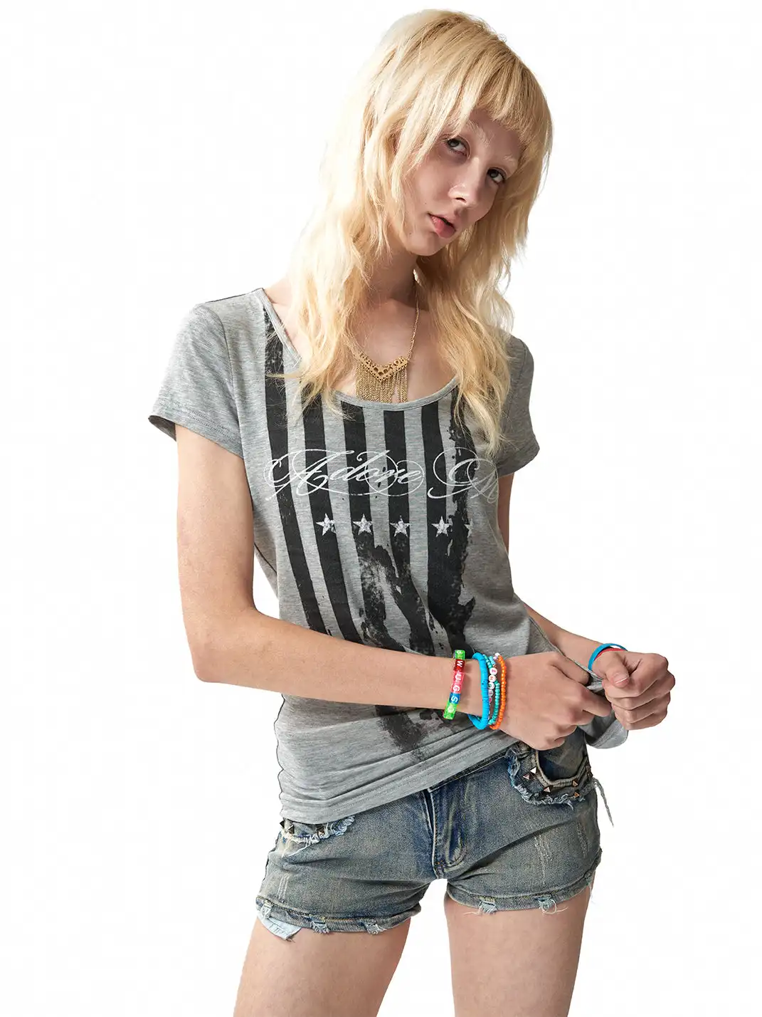 NumbAsia | Star-Spangled Banner Damaged Short Sleeve T-Shirt