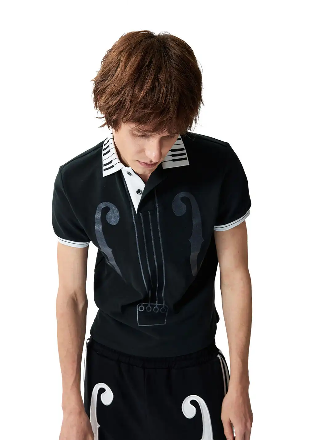 NumbAsia | Piano Collar Note T-Shirt Polo Shirt