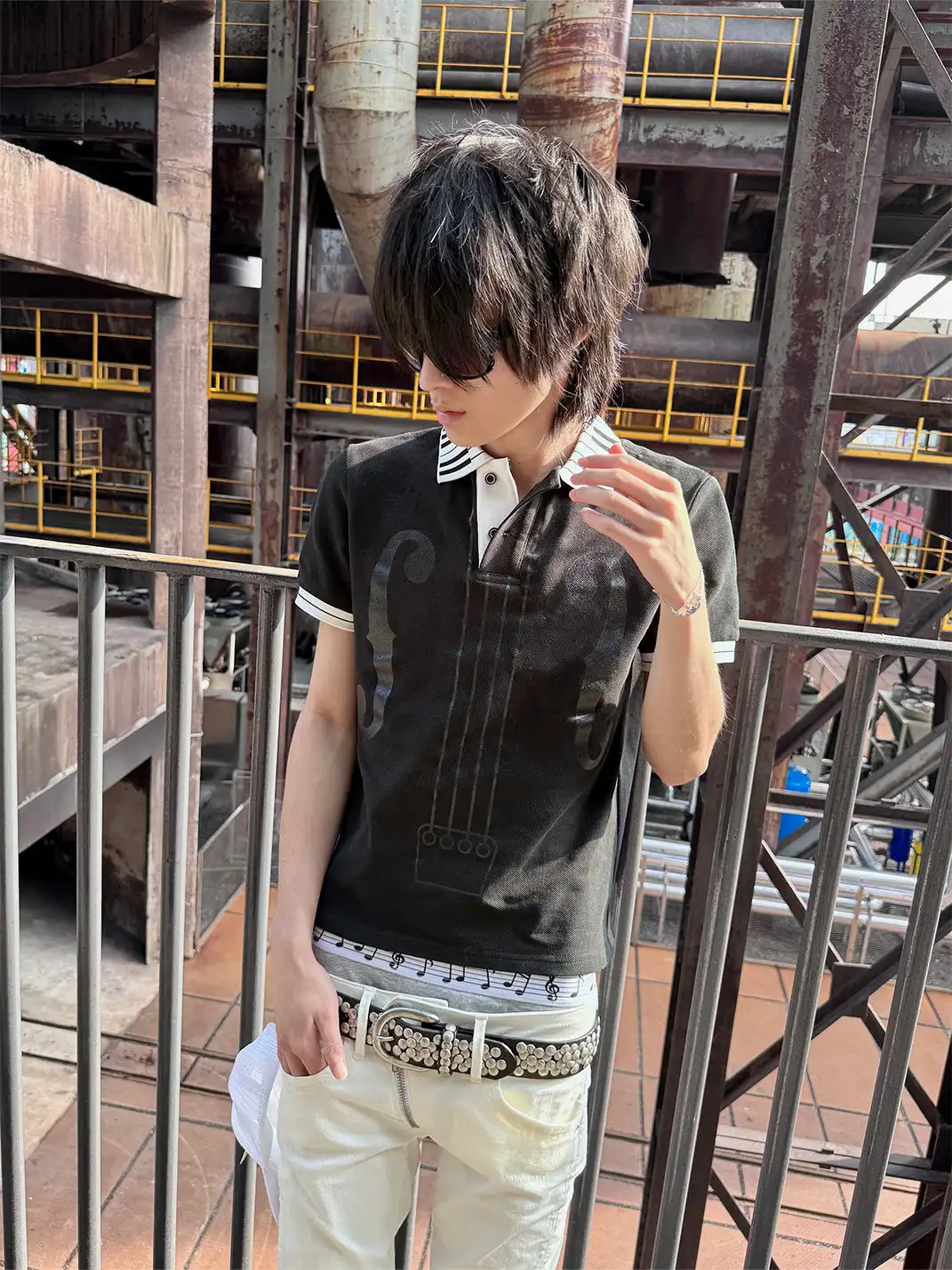 NumbAsia | Piano Collar Note T-Shirt Polo Shirt