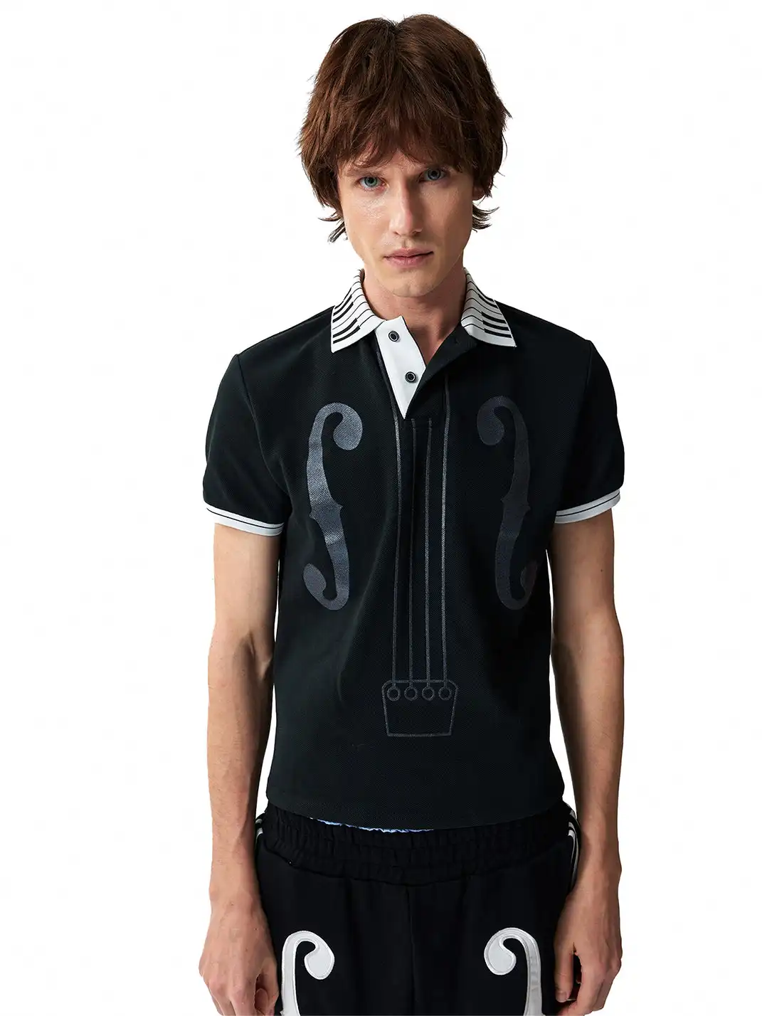 NumbAsia | Piano Collar Note T-Shirt Polo Shirt