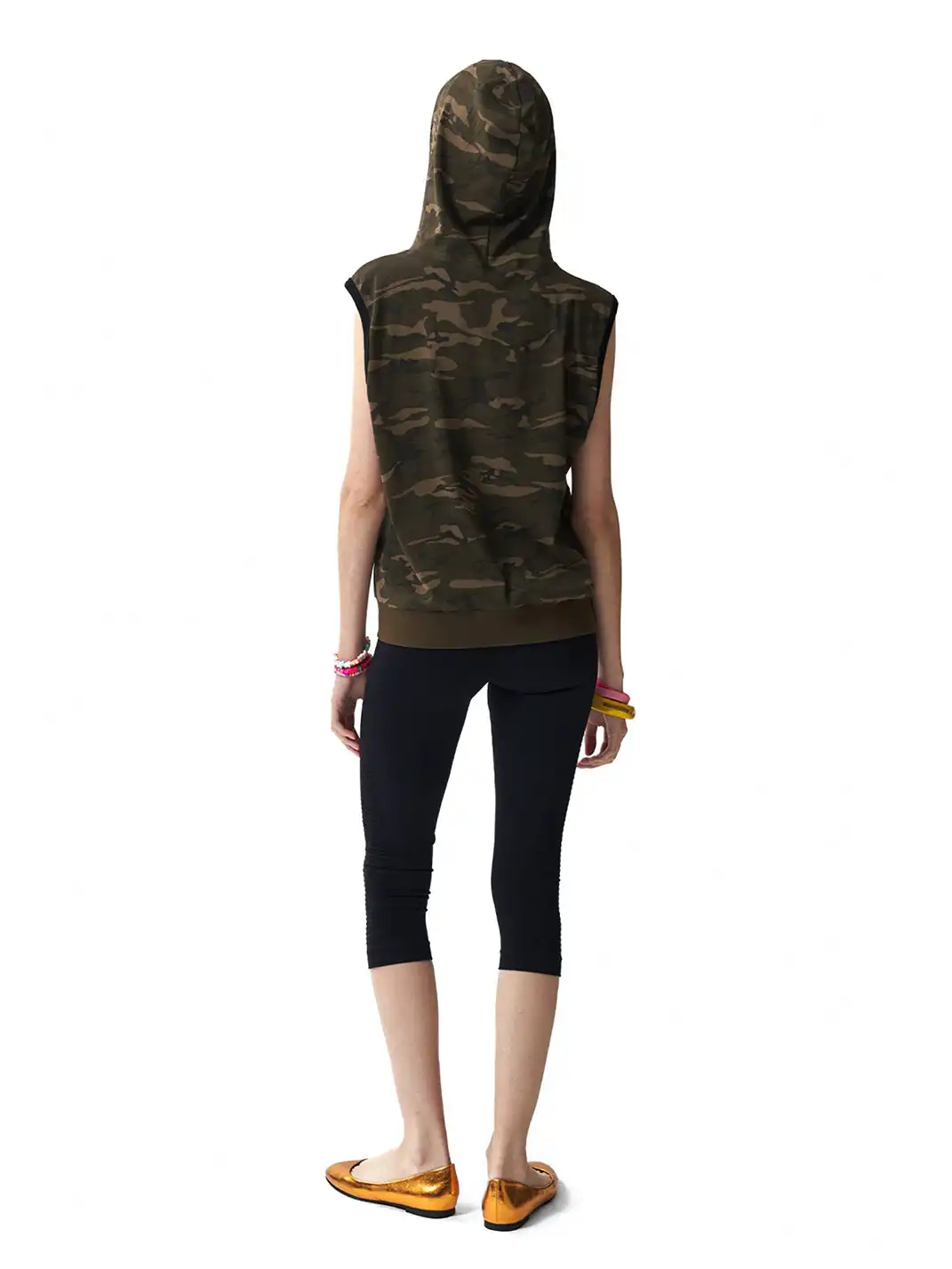 NumbAsia | Camouflage Rivet Rhinestone Hooded Tank Top T-Shirt