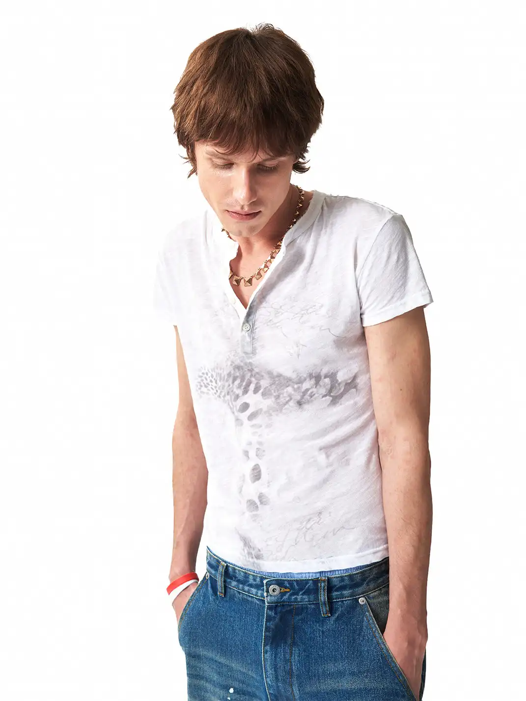 NumbAsia | Leopard Print Henley Neck Short Sleeve T-Shirt