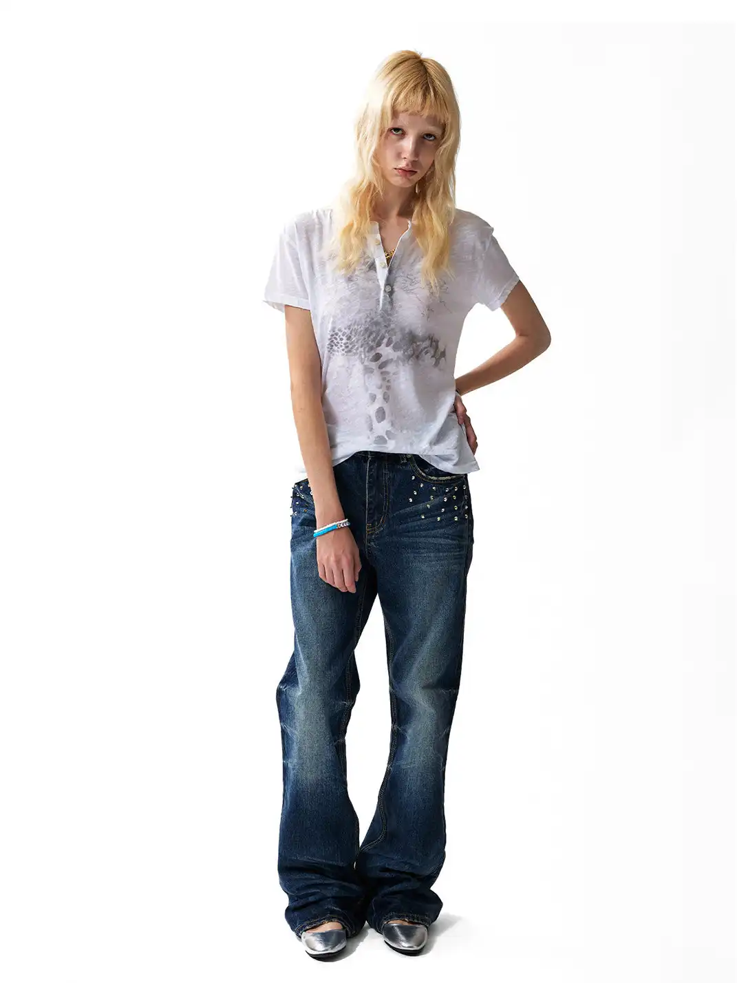 NumbAsia | Leopard Print Henley Neck Short Sleeve T-Shirt