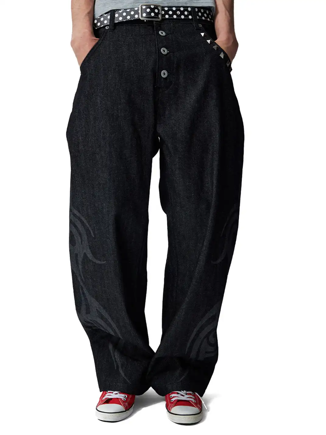 NumbAsia | Burnout Button Placket Rivet Jeans