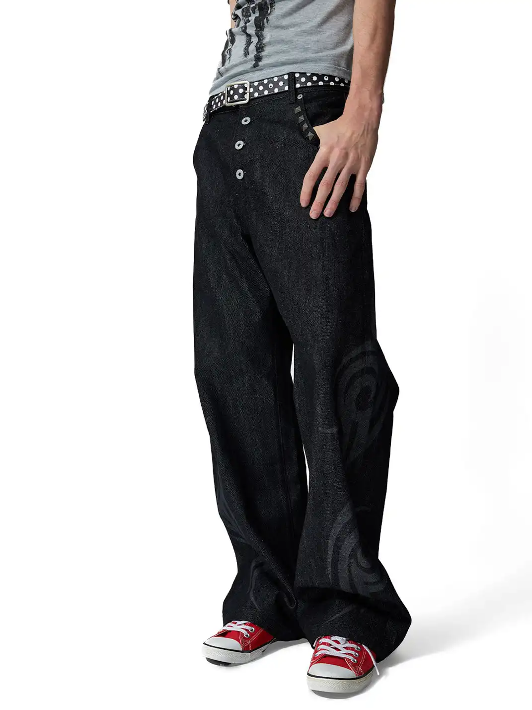 NumbAsia | Burnout Button Placket Rivet Jeans